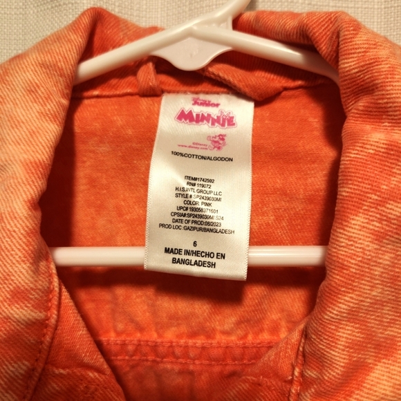 Disney Junior Minnie Mouse Pink Acid Wash Denim Jacket Girls Size 6 - Picture 3 of 4